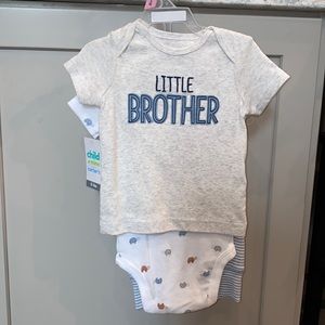 Carter’s 3-piece outfit. Little Brother shirt, onesie and pants. 0-3 months